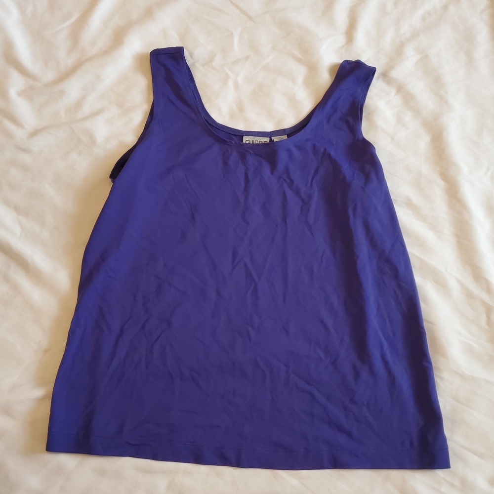 Chico's Nylon Spandex Tank Top Size 1 M 8-10 Blue Purple Contemporary‎